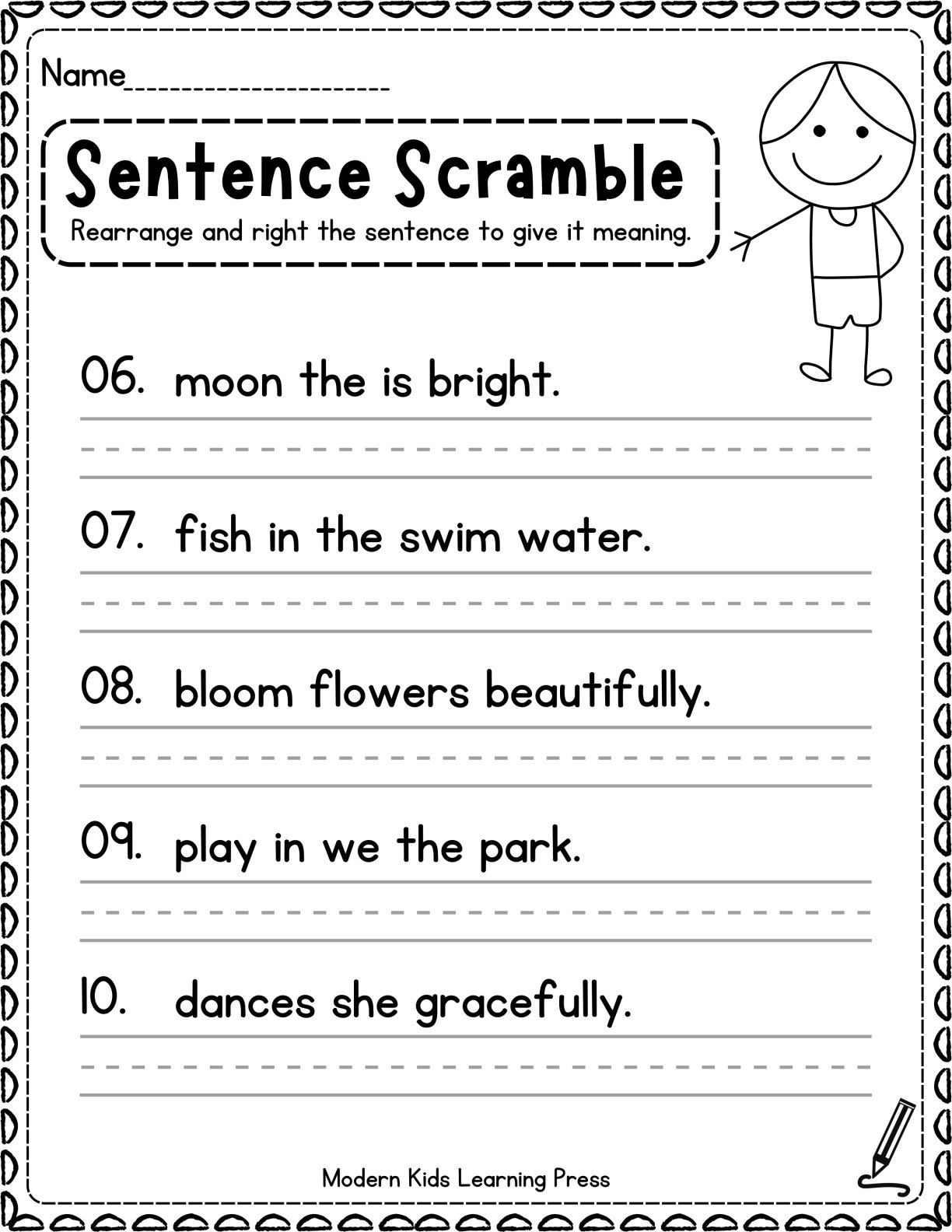 100 Sentence Building Worksheet for Kindergarten