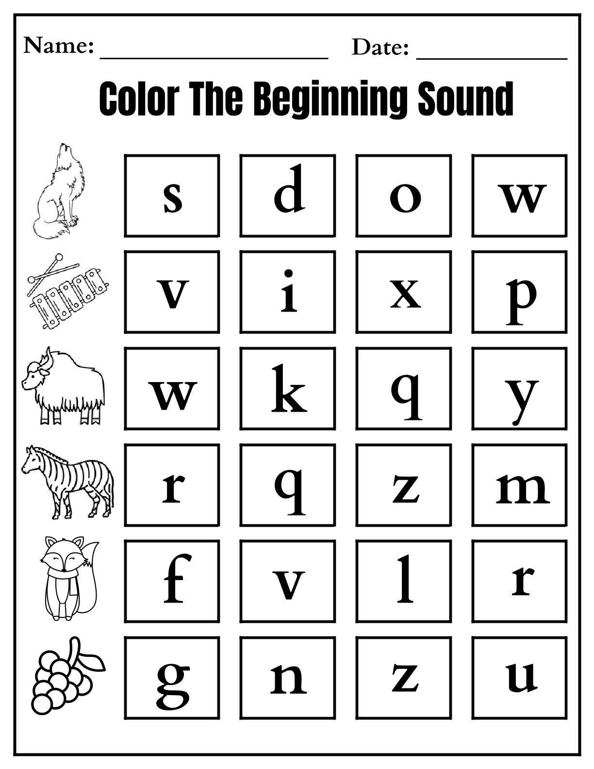 Color The Beginning Sound