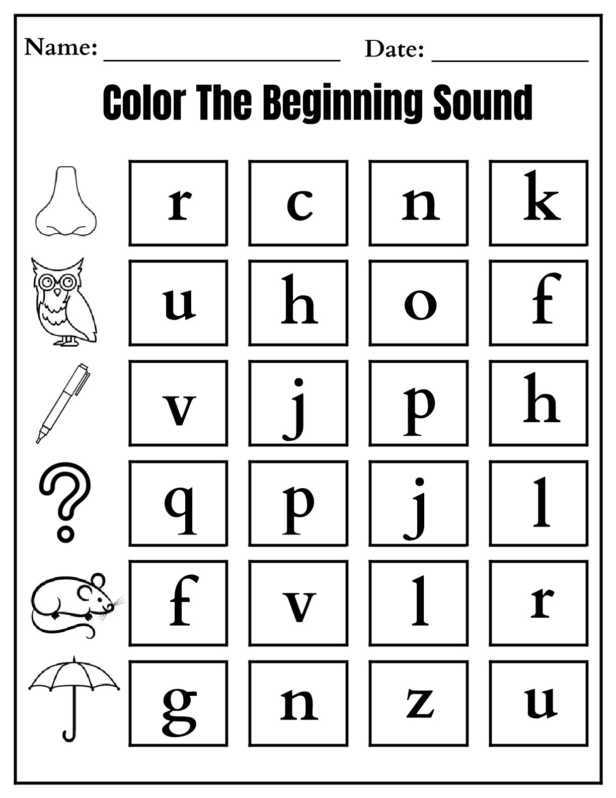 Color The Beginning Sound