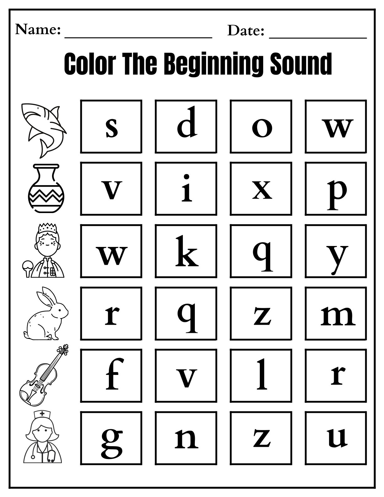 Color The Beginning Sound