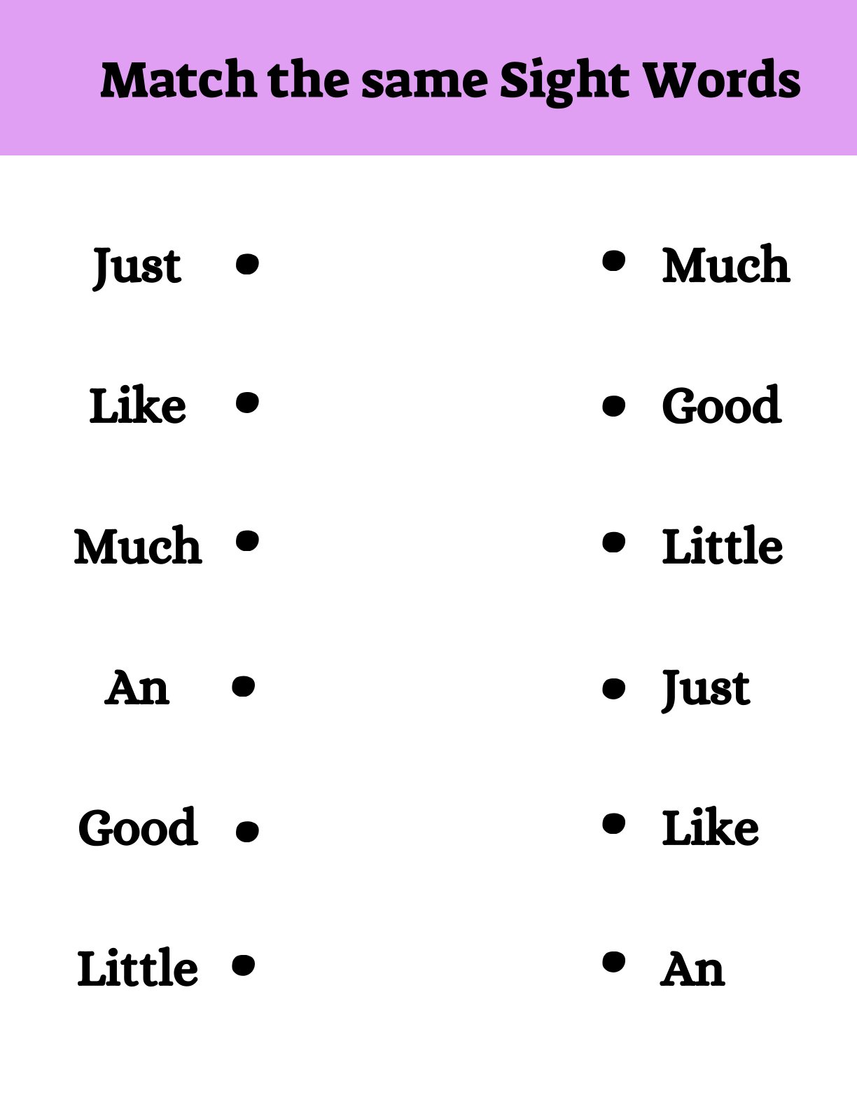 Match the same Sight Words