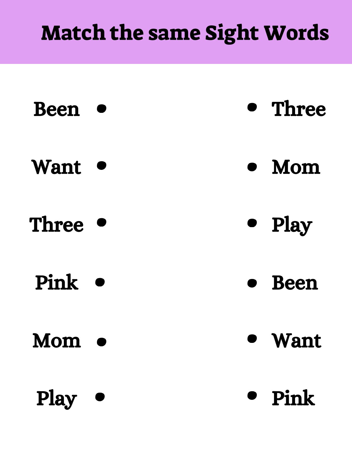 Match the same Sight Words