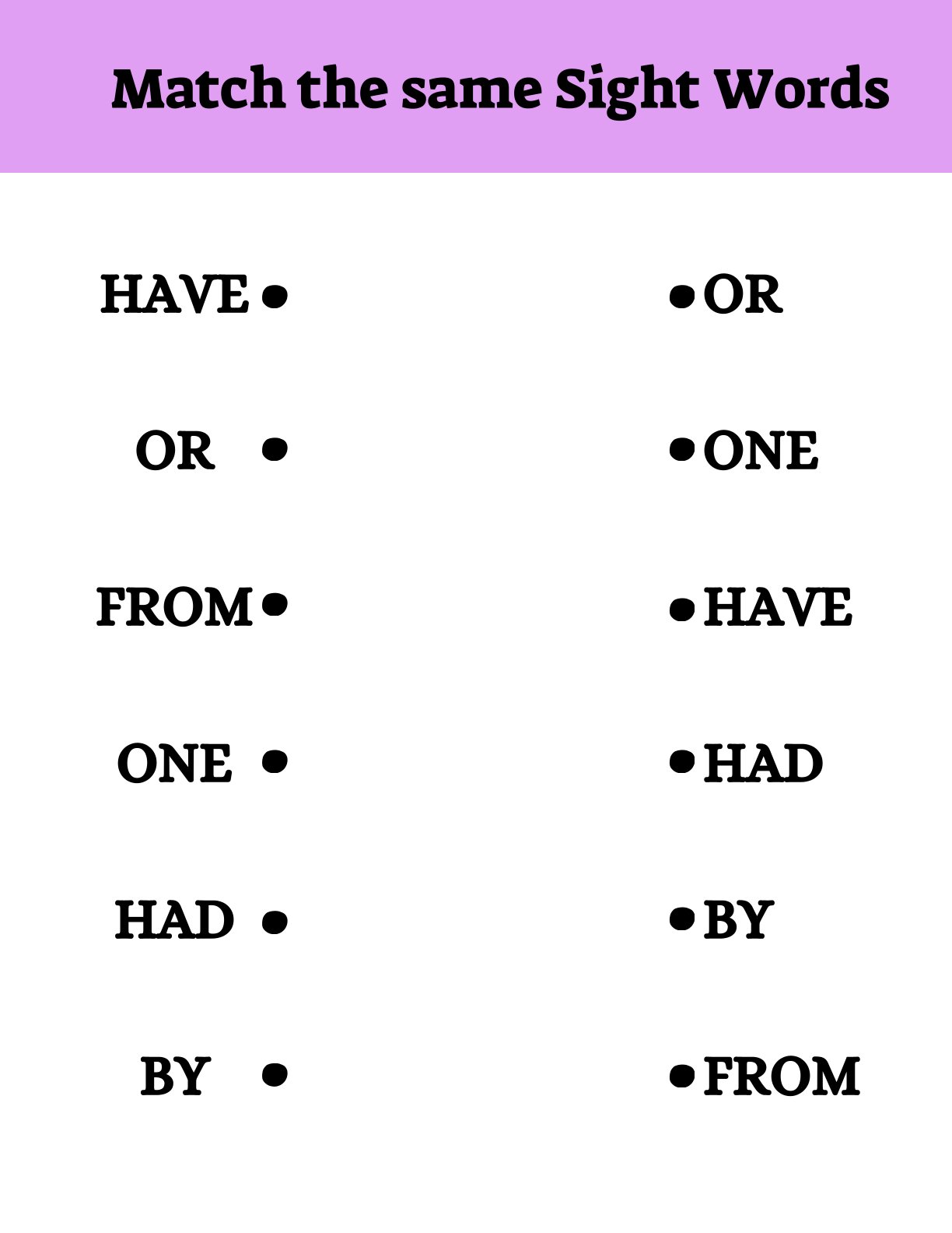 Match the same Sight Words