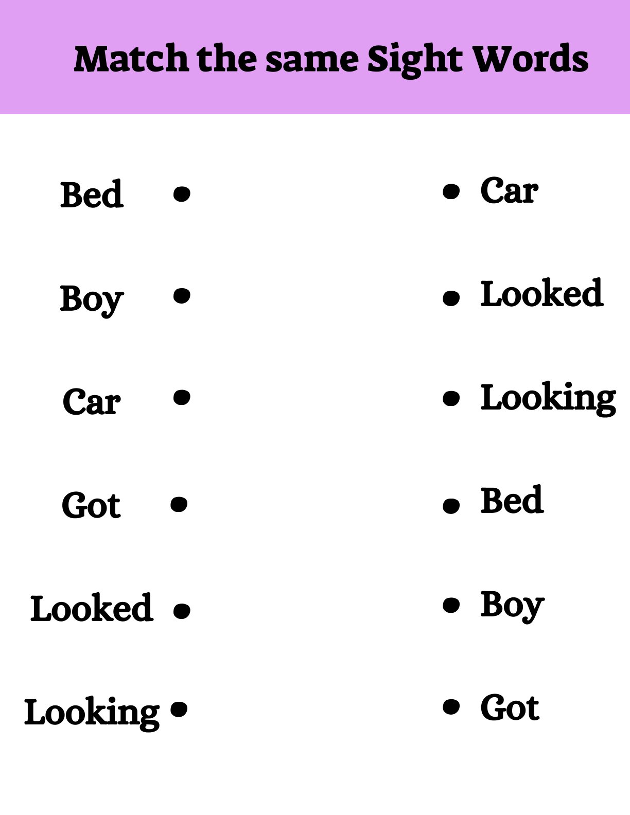 Match the same Sight Words