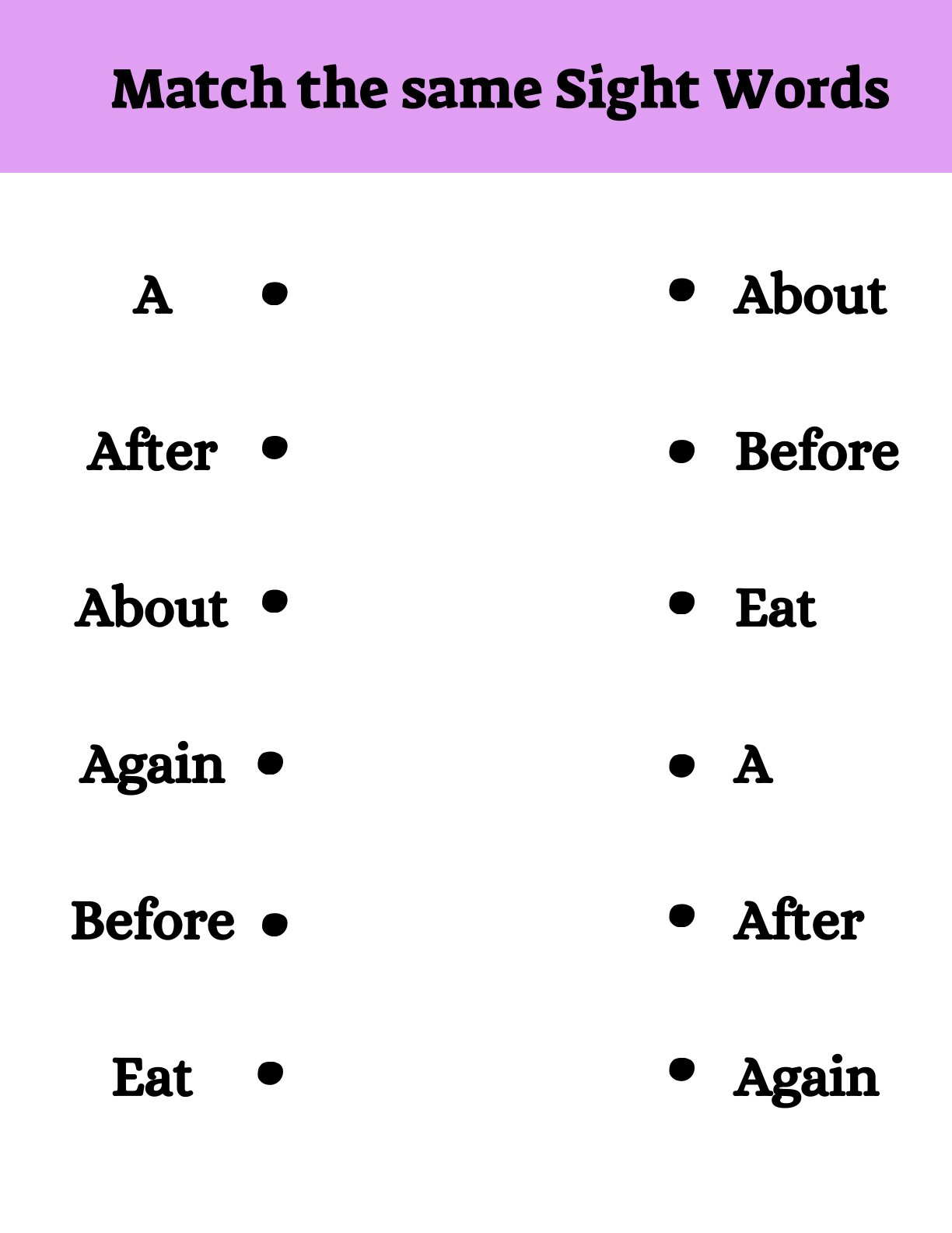 Match the same Sight Words