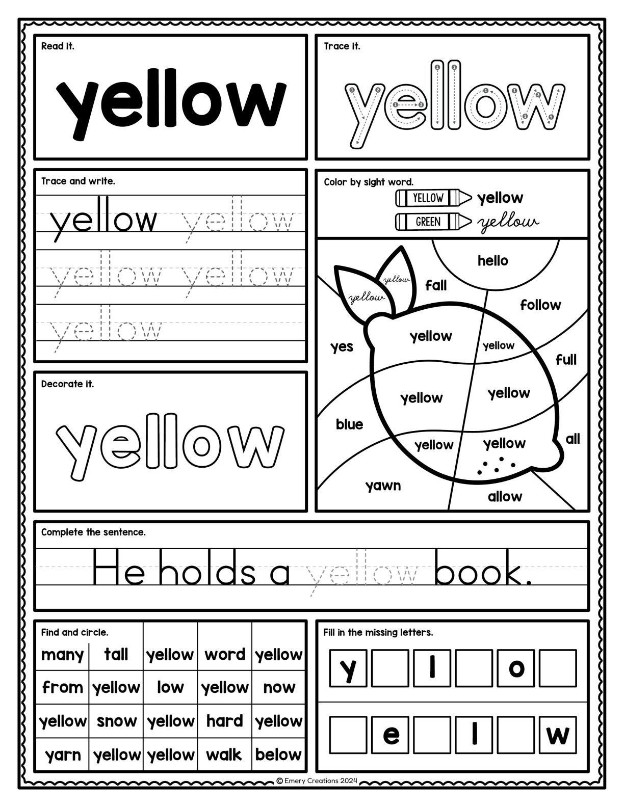 Pre-Primer Sight Word Worksheets