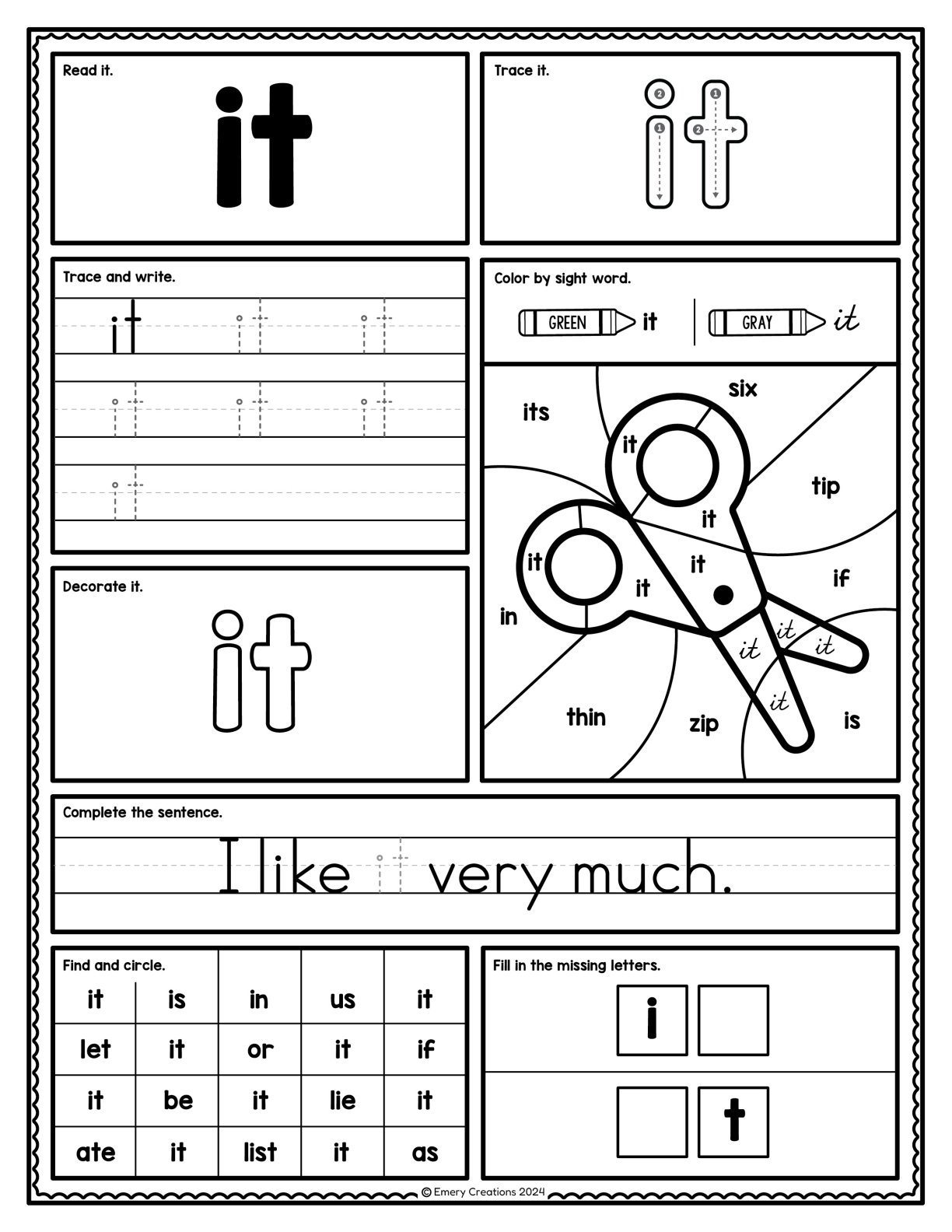 Pre-Primer Sight Word Worksheets