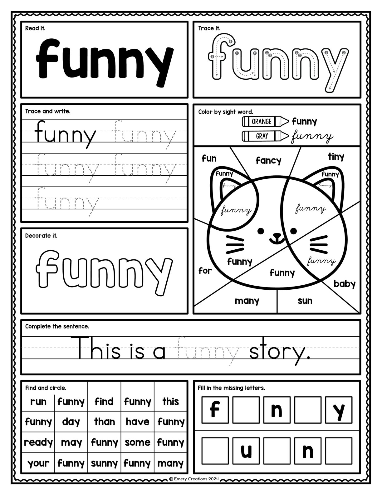 Pre-Primer Sight Word Worksheets