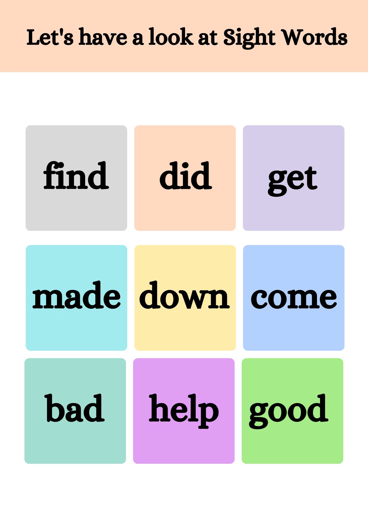 Learning Sight Words