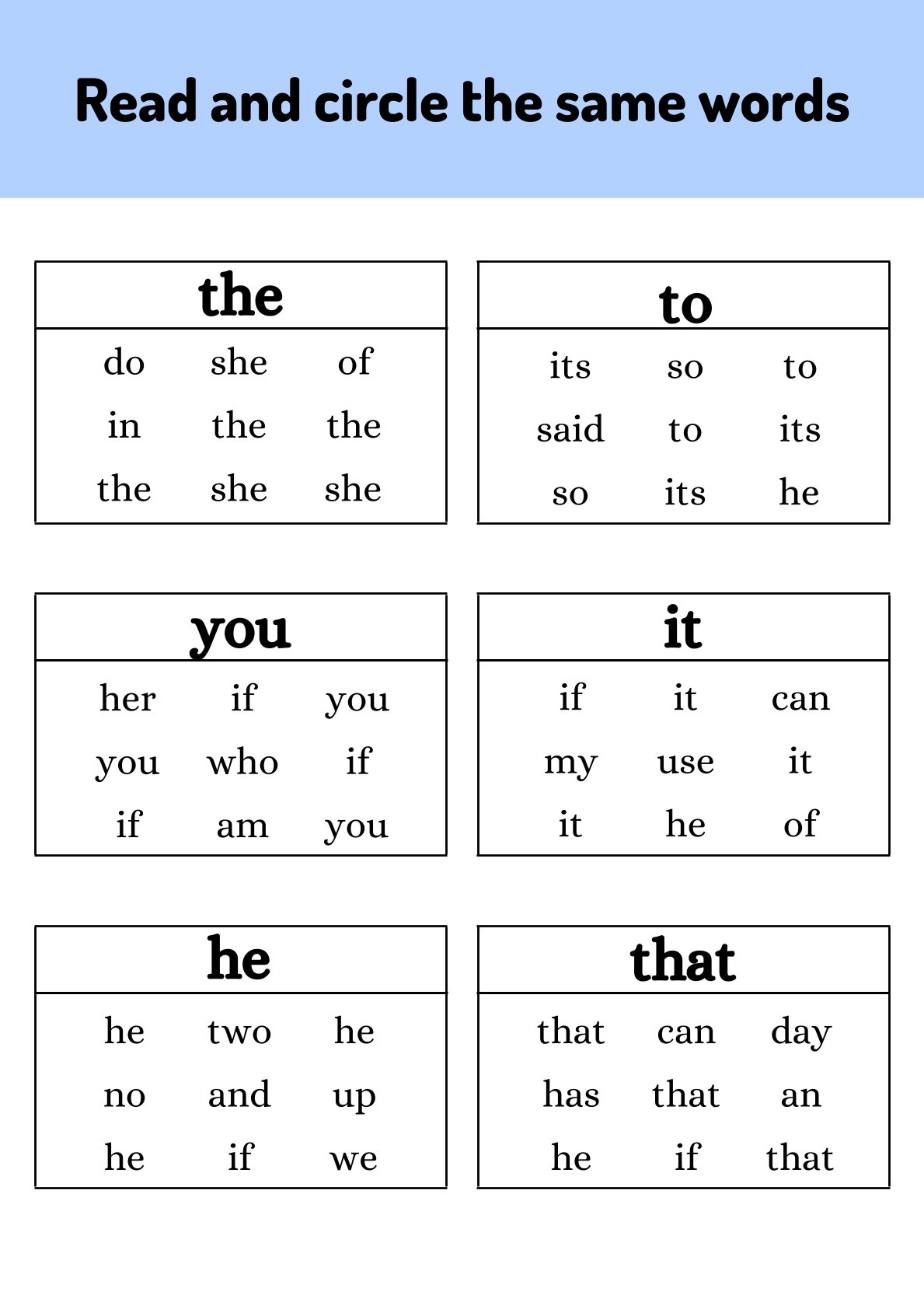Learning Sight Words