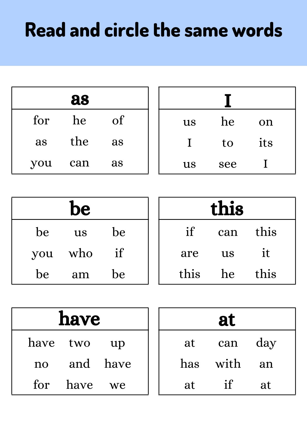 Learning Sight Words