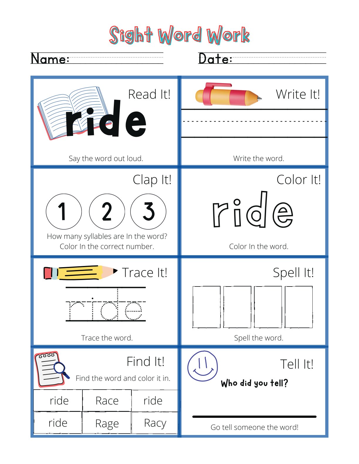 Sight Words Activity Workbook