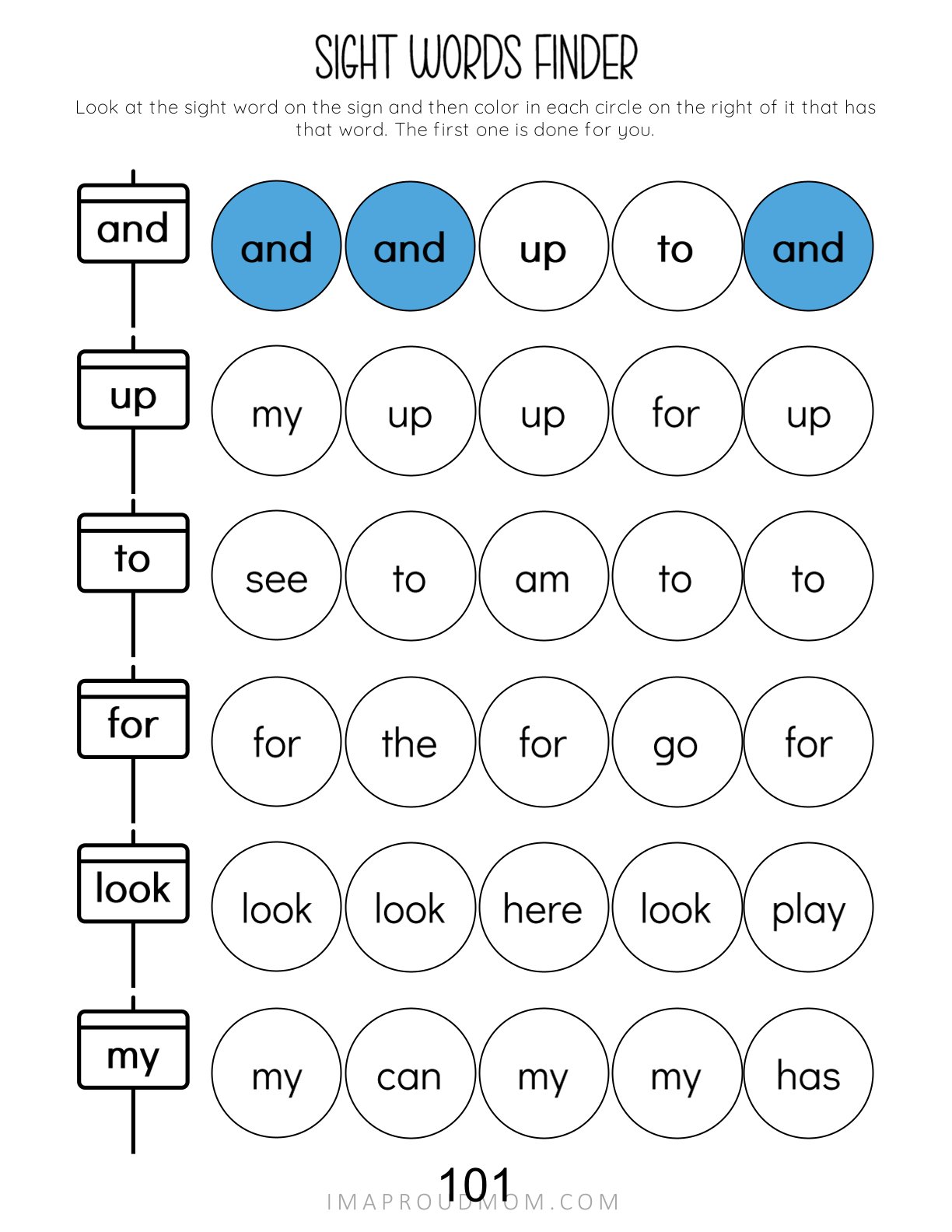 Sight Words worksheet