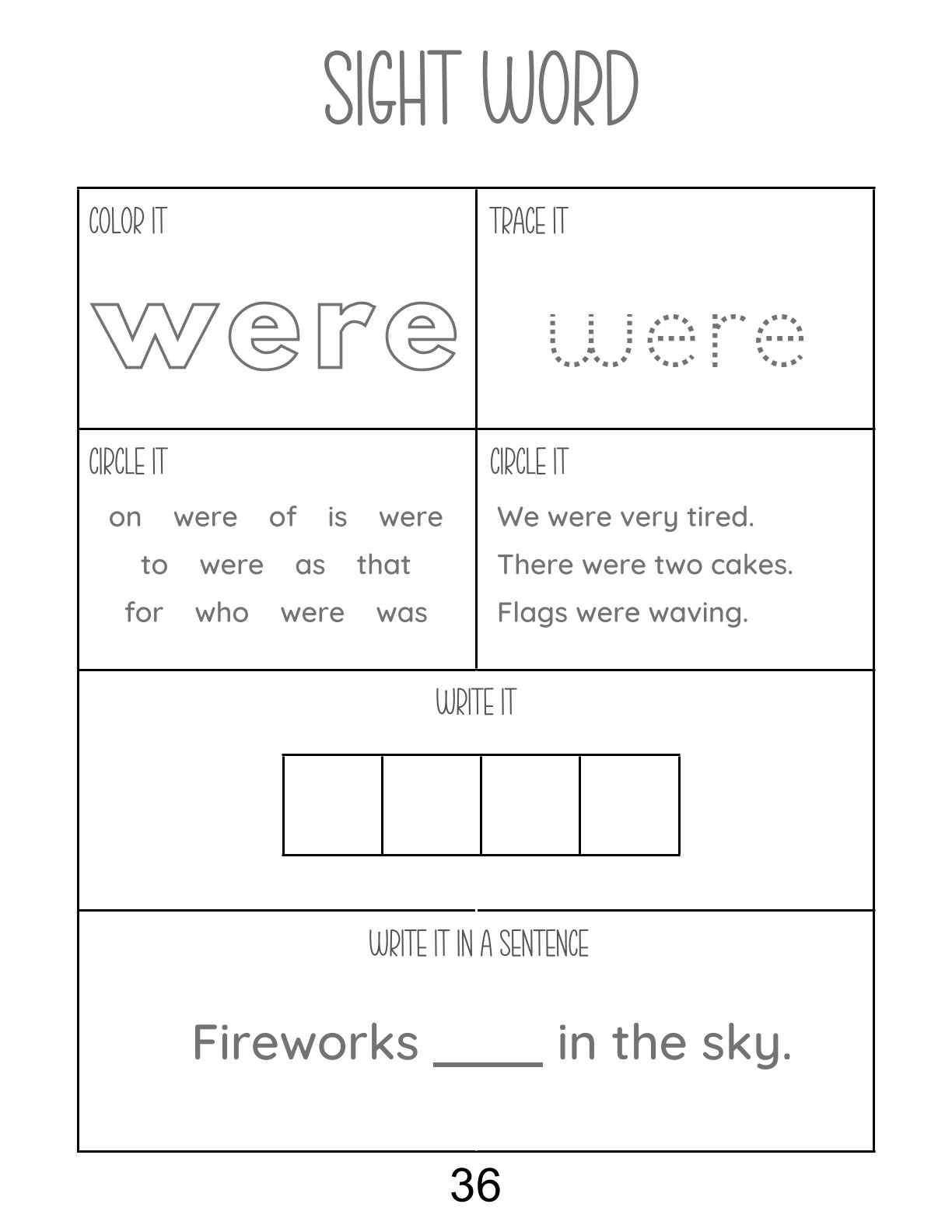 Sight Words worksheet