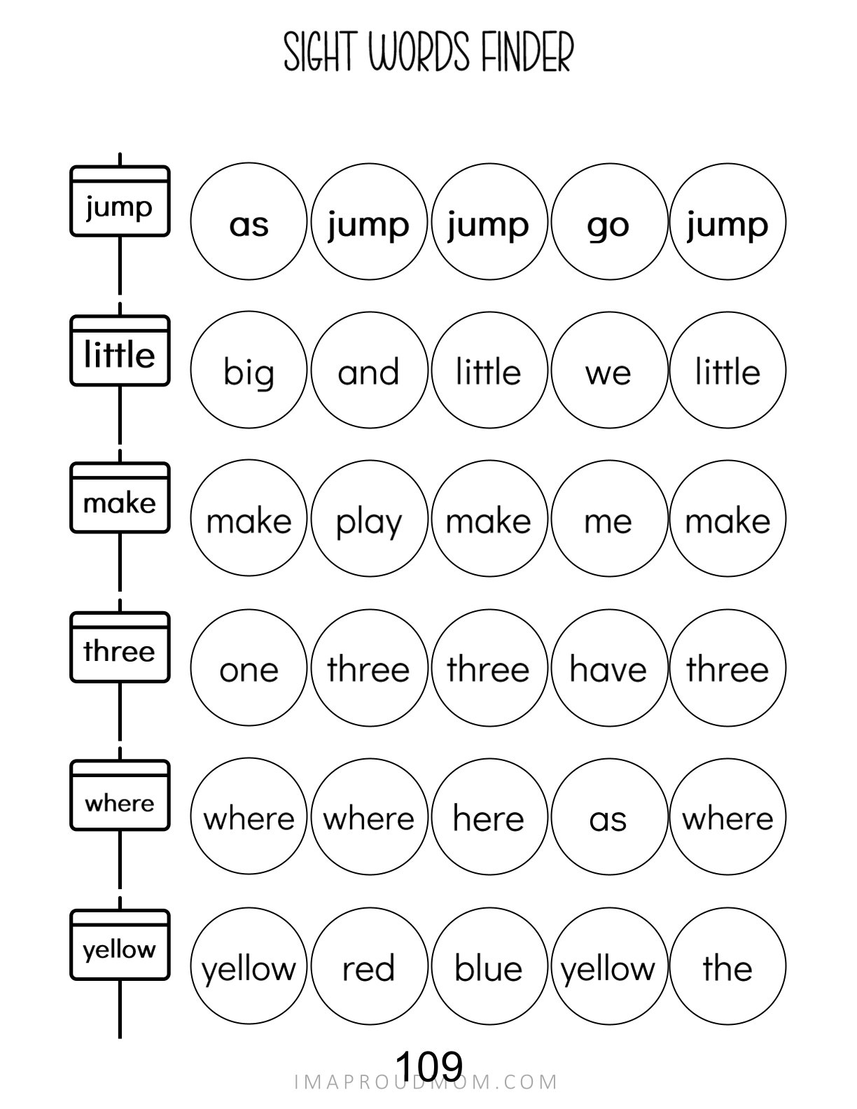Sight Words worksheet