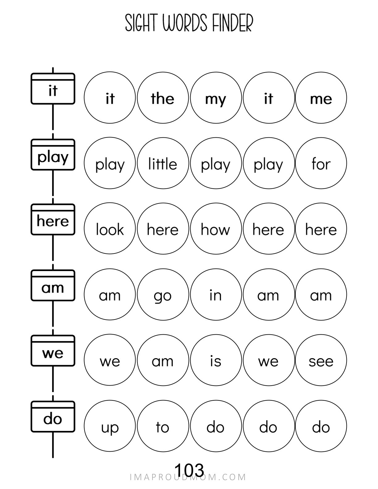 Sight Words worksheet