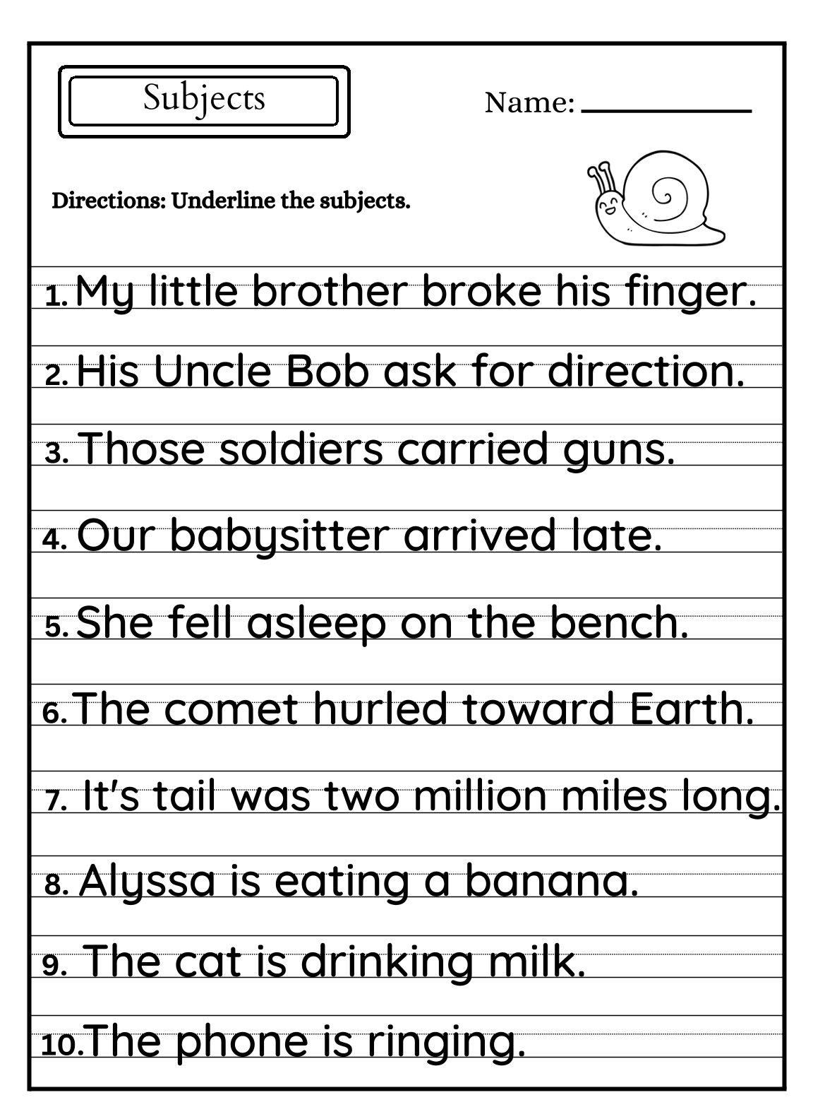 Circle the Verbs