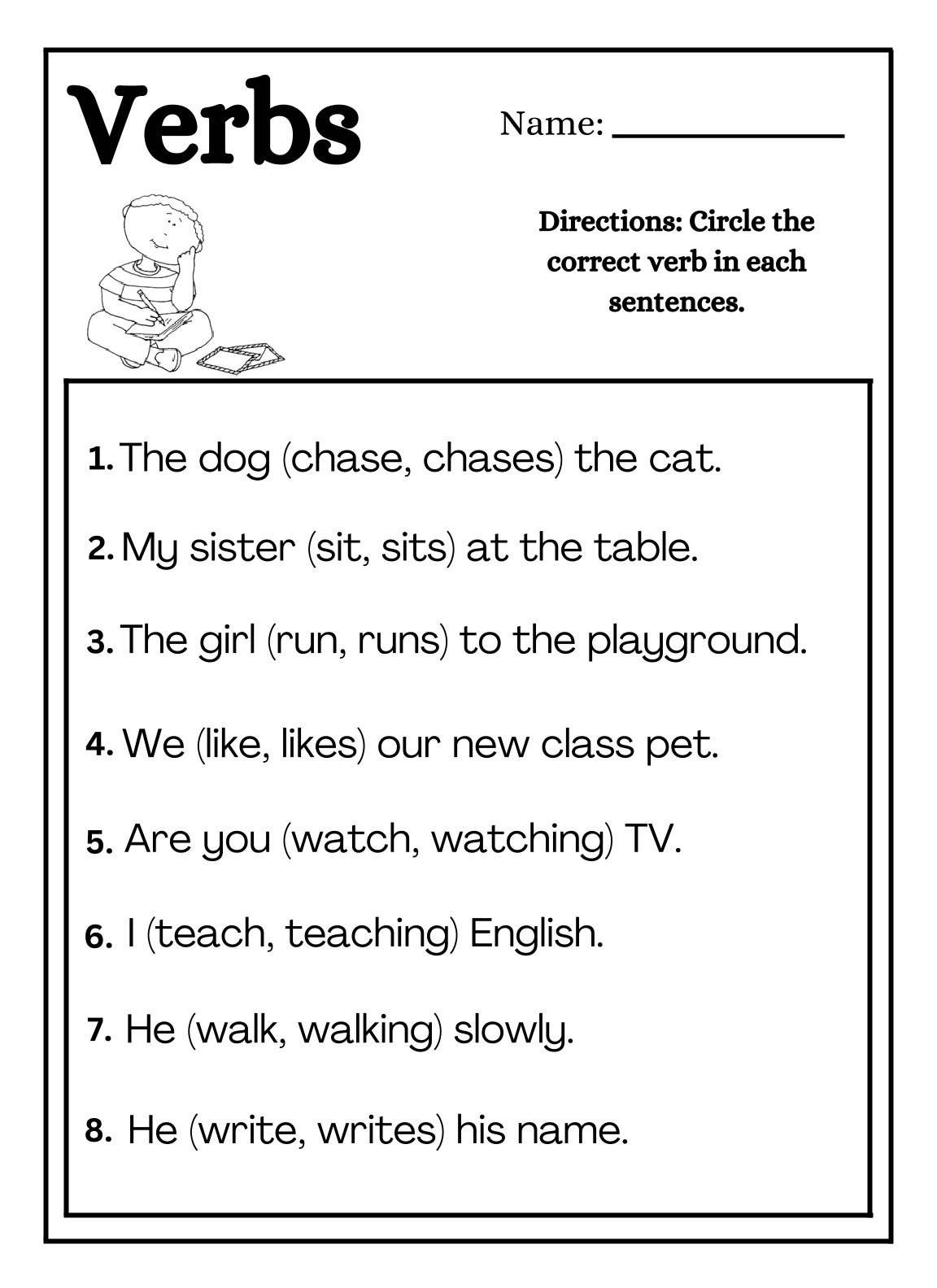 Circle the Verbs