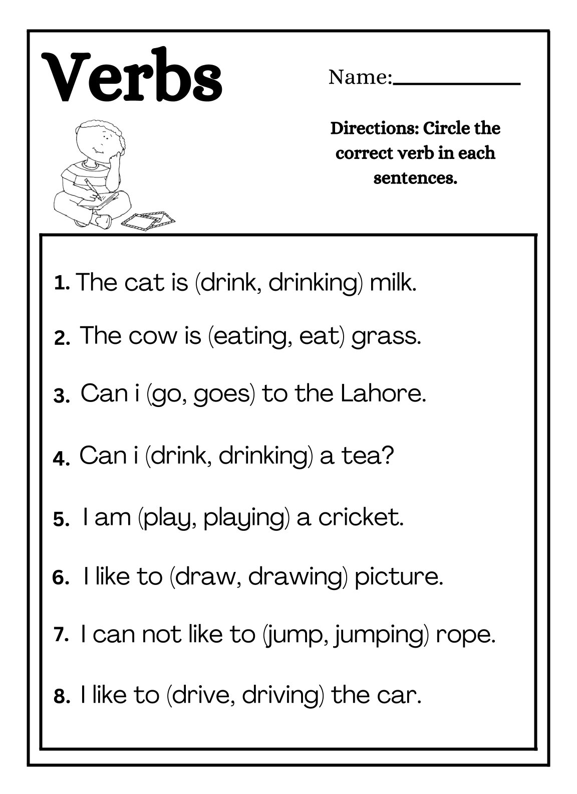 Circle the Verbs