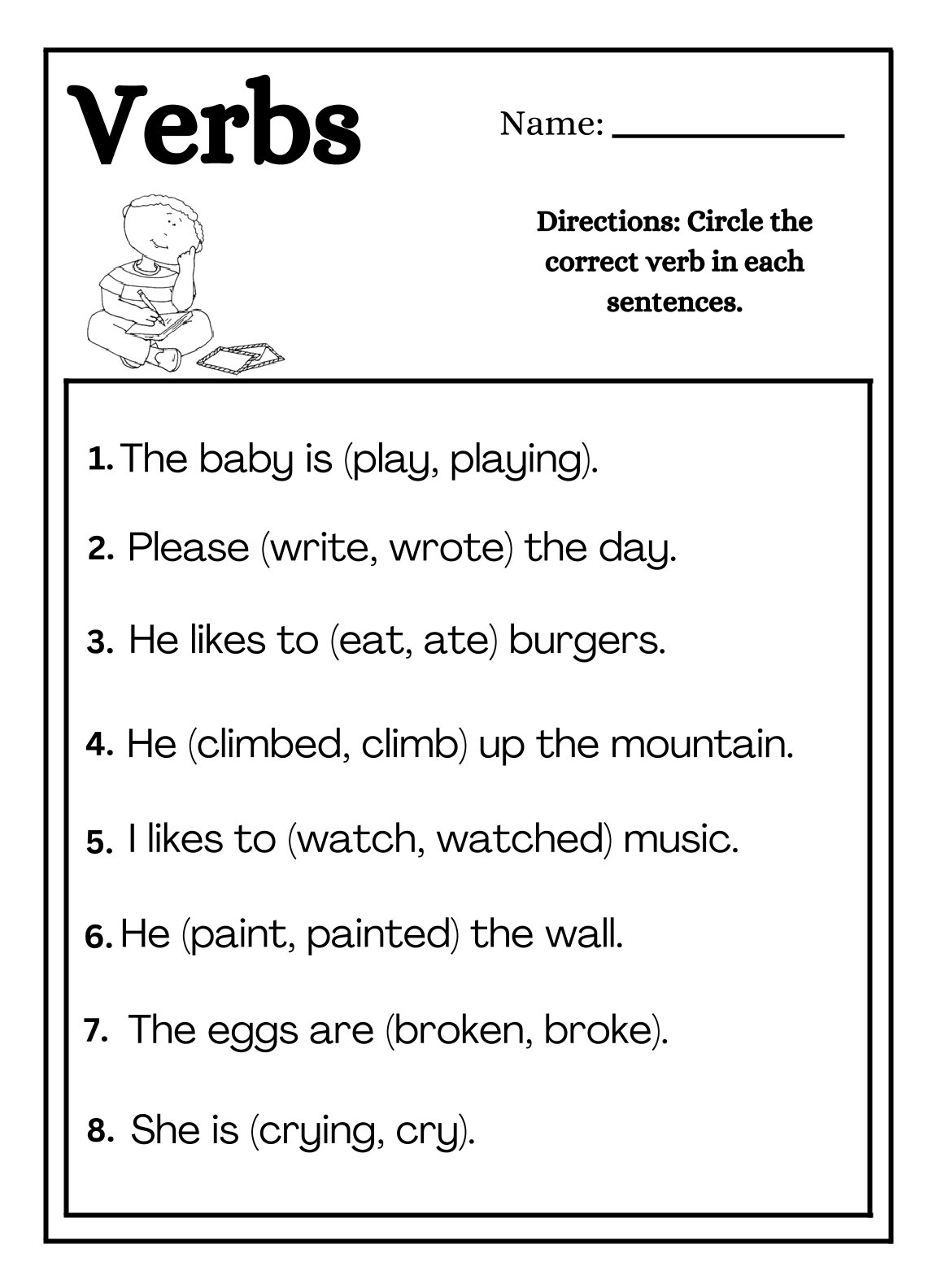 Circle the Verbs