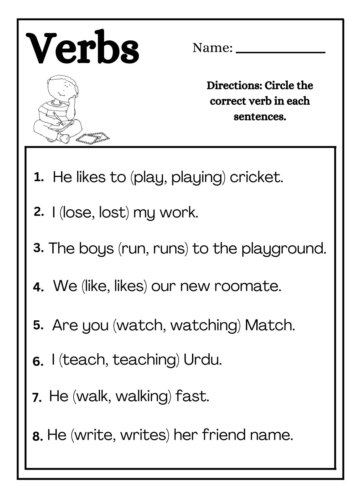 Circle the Verbs