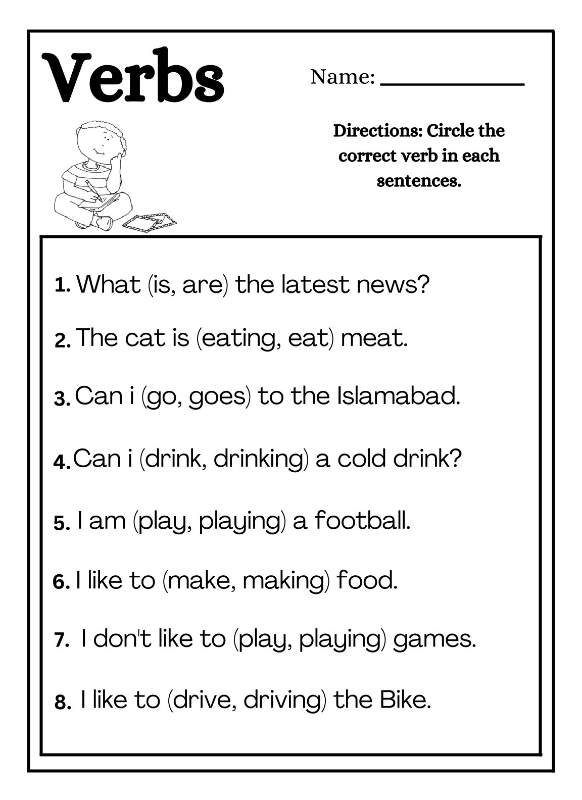 Circle the Verbs
