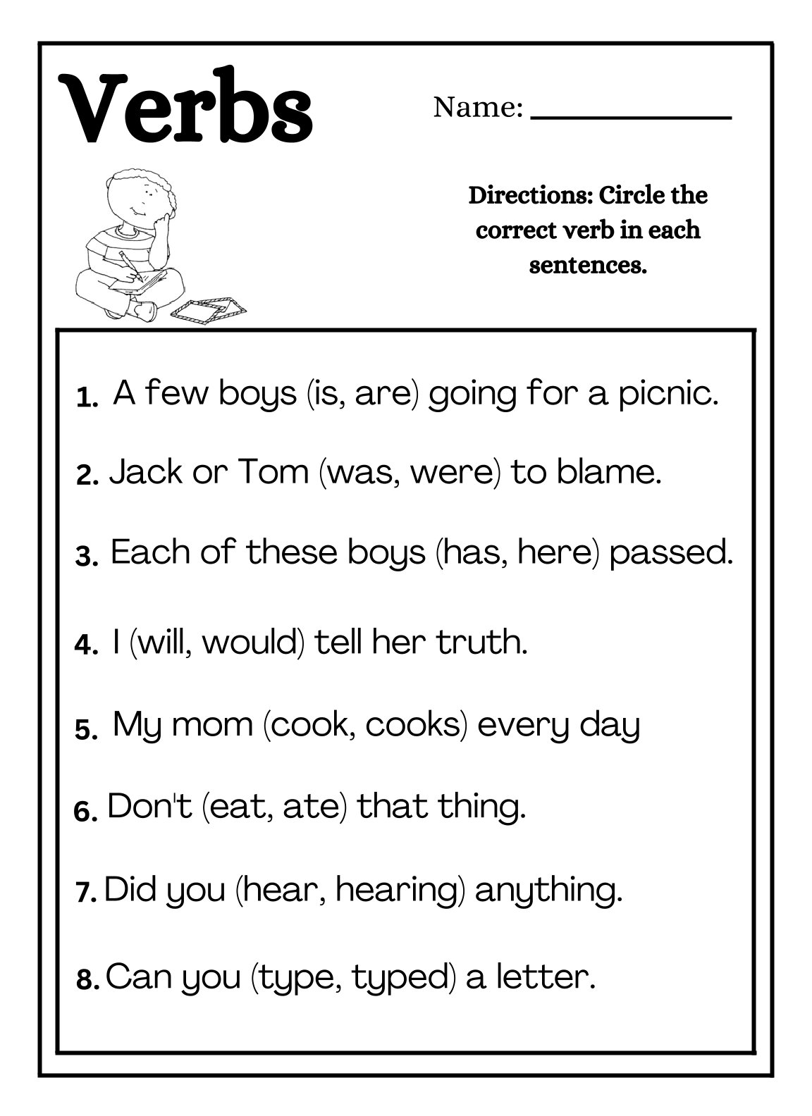 Circle the Verbs