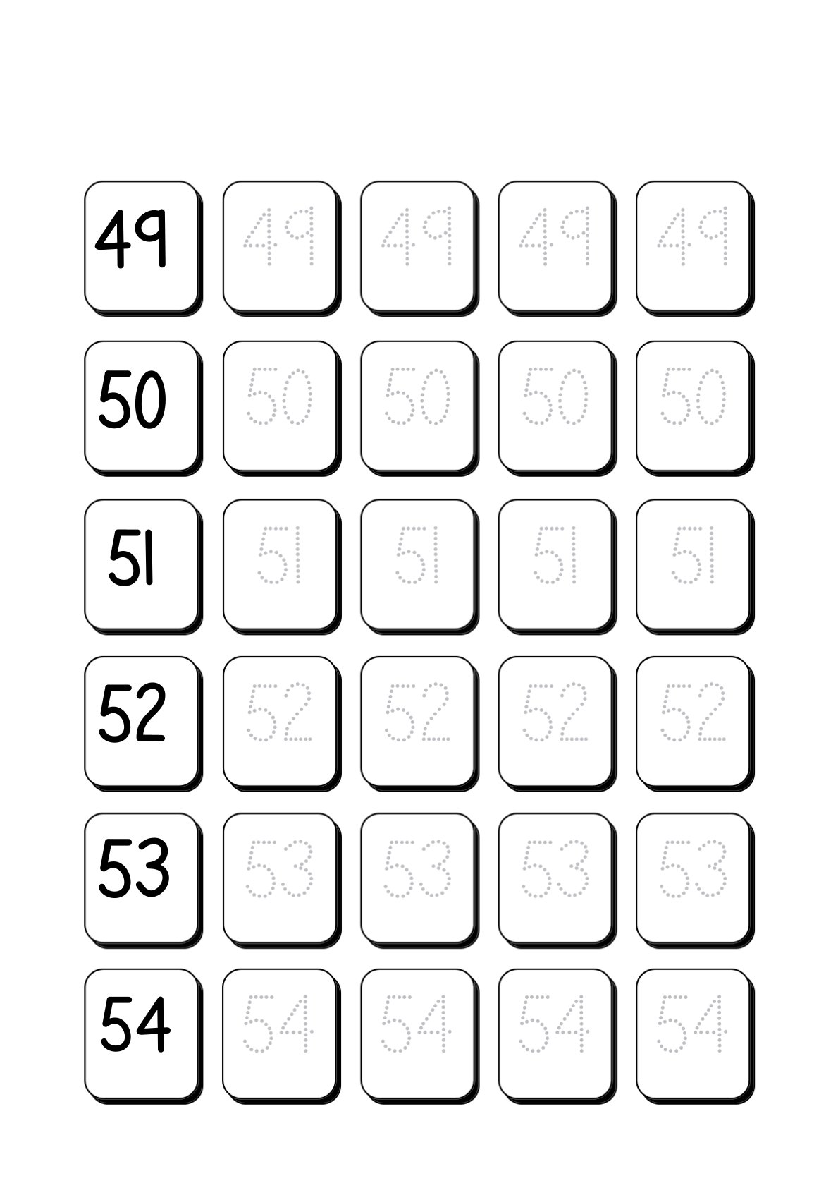 Number Tracing 1-100