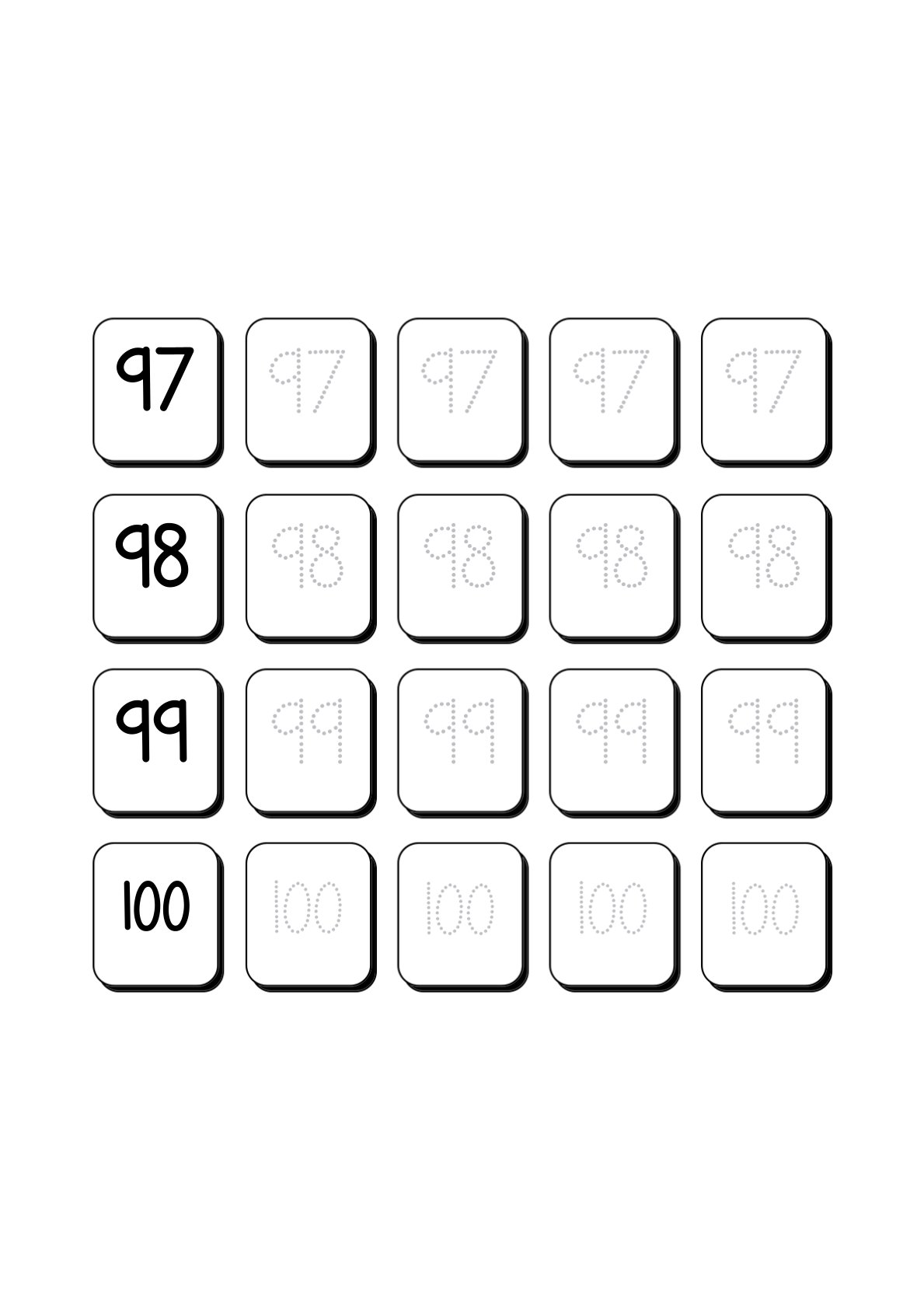 Number Tracing 1-100