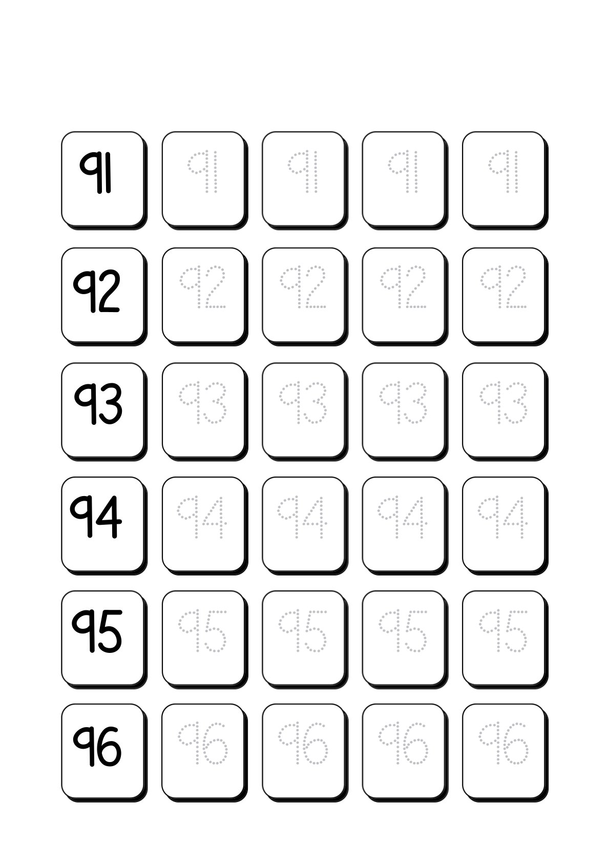 Number Tracing 1-100