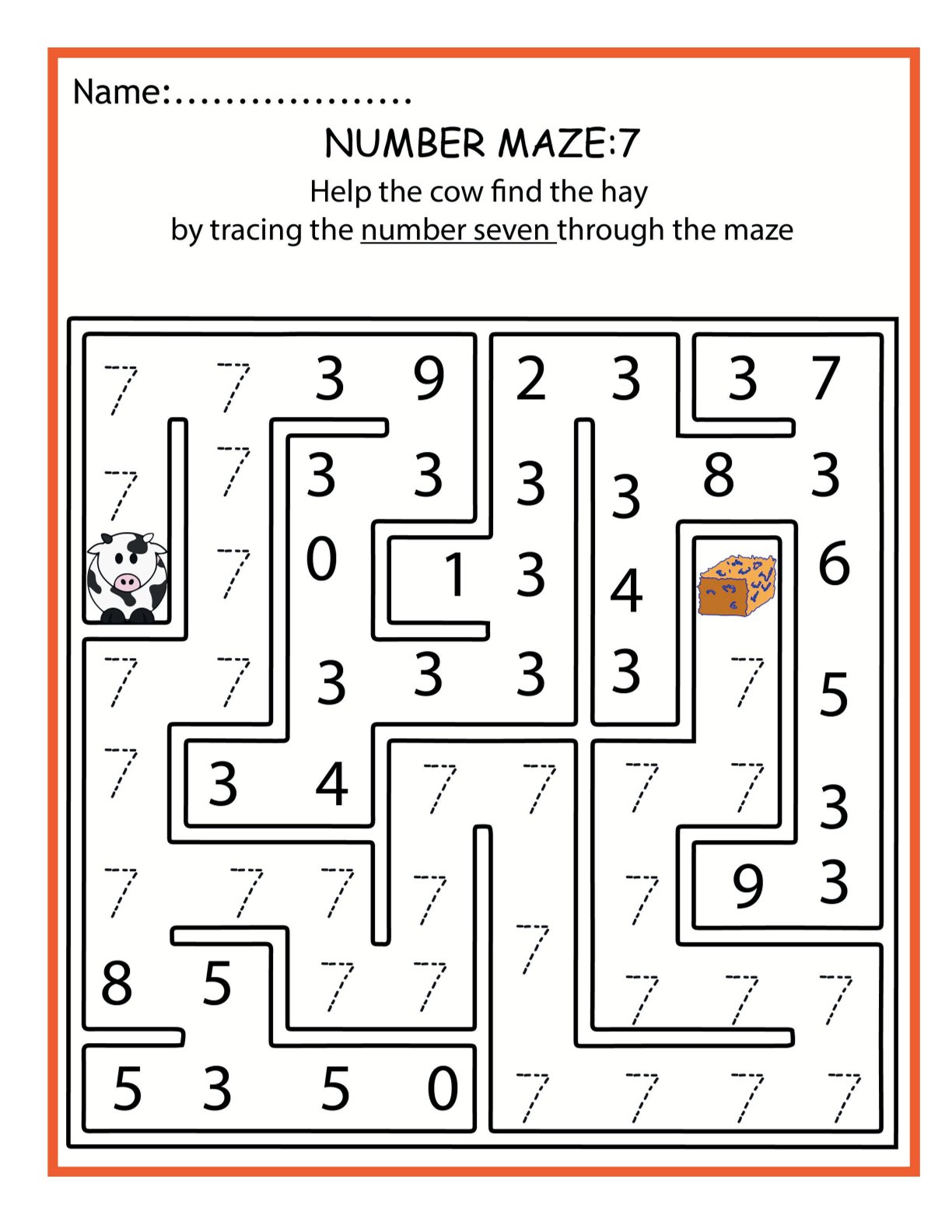 Numbers Maze 0-10