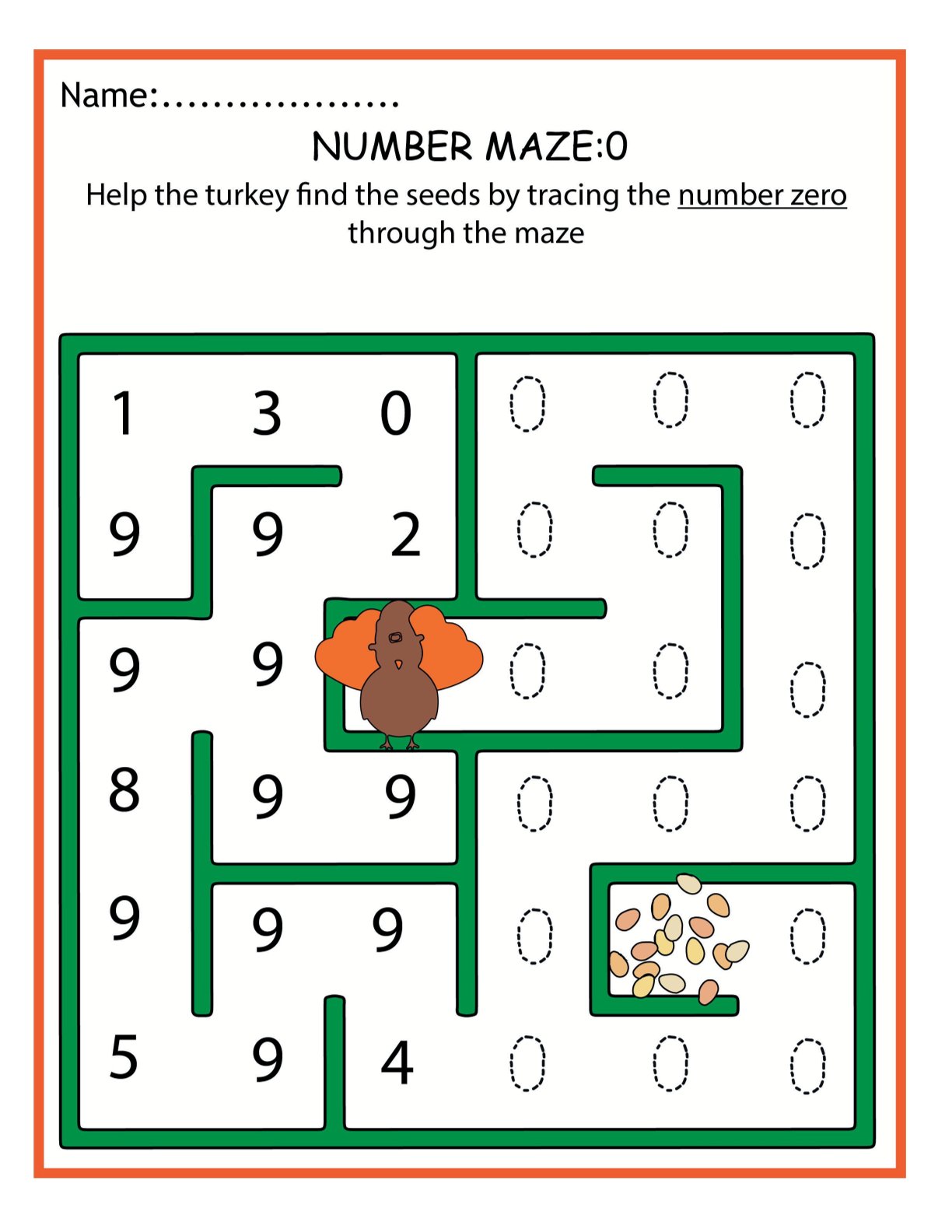 Numbers Maze 0-10