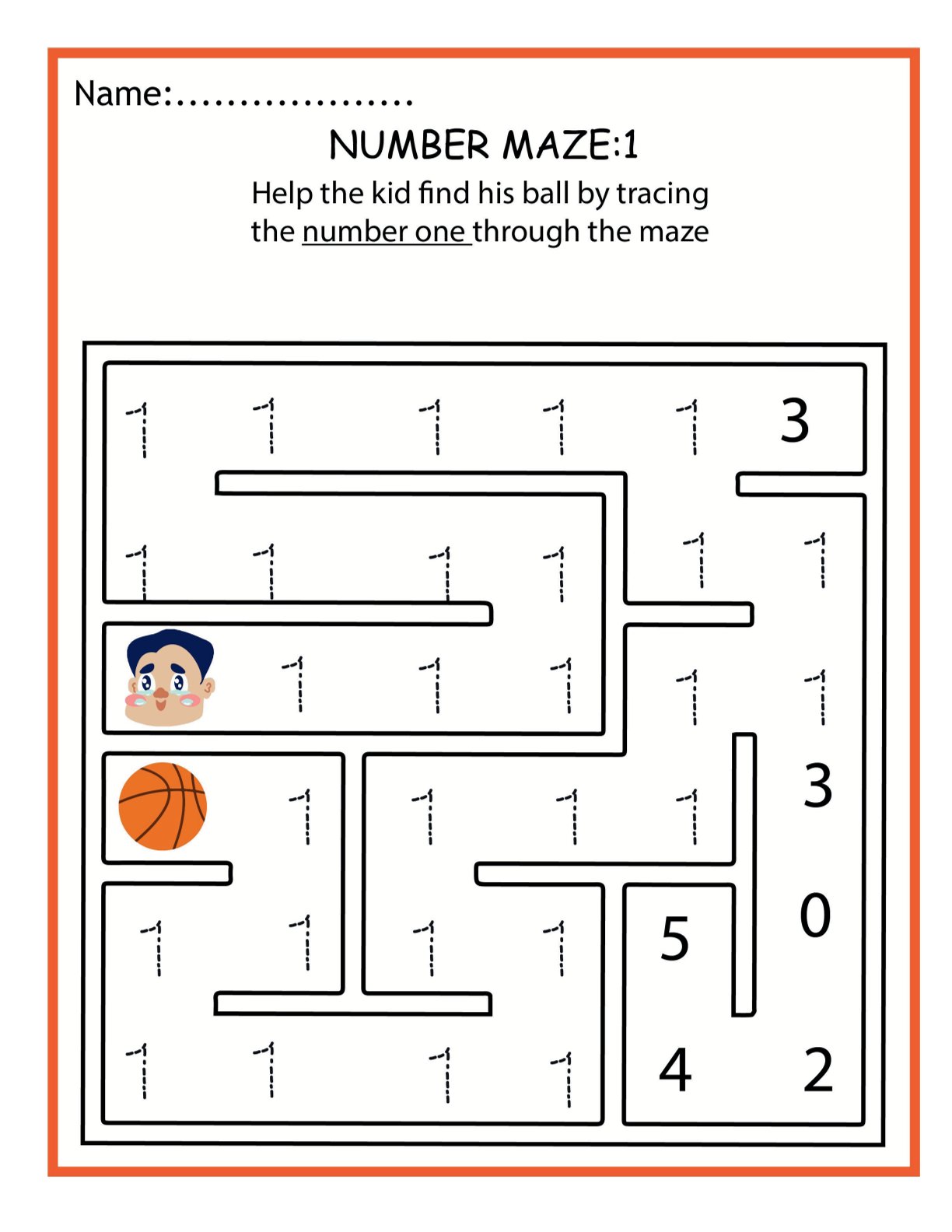 Numbers Maze 0-10