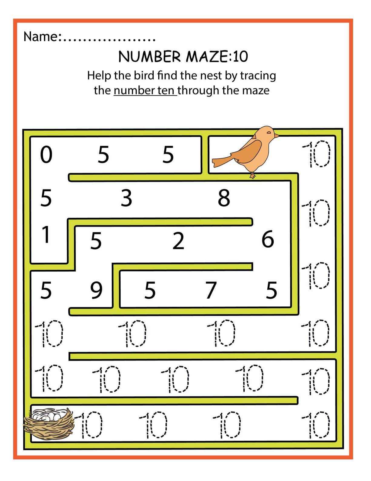 Numbers Maze 0-10