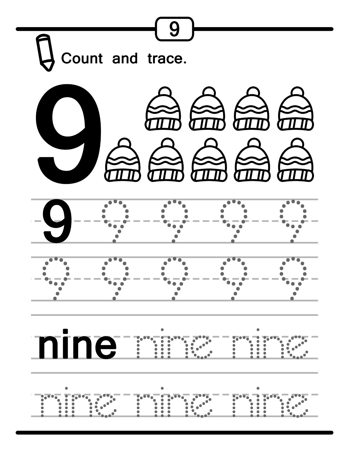 Preschool Math Worksheet Count and Trace