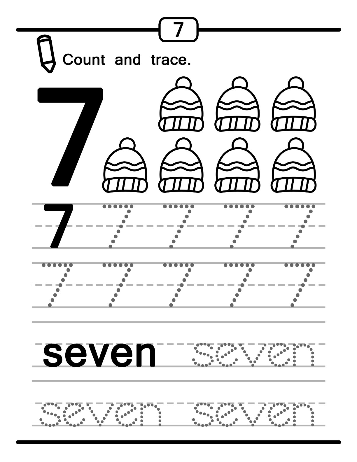 Preschool Math Worksheet Count and Trace