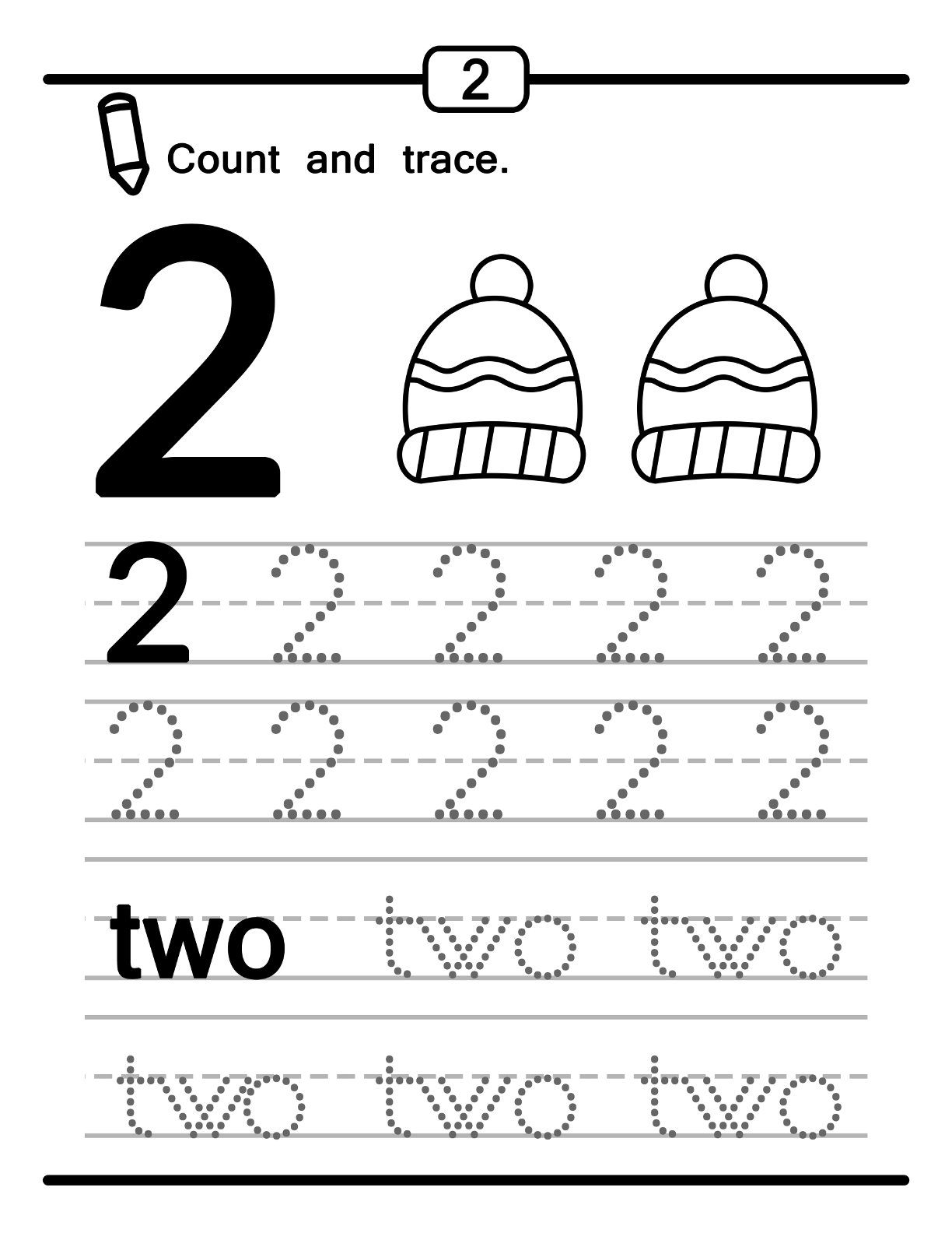 Preschool Math Worksheet Count and Trace