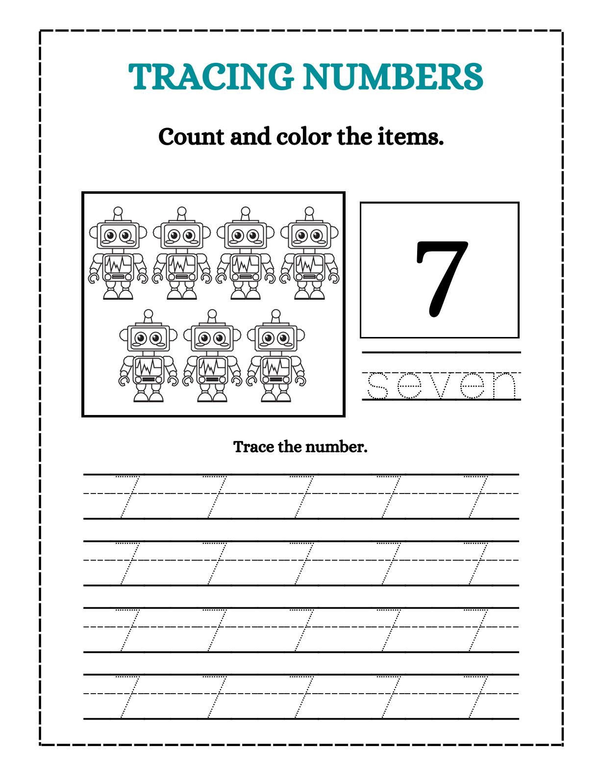 Tracing Numbers Activity