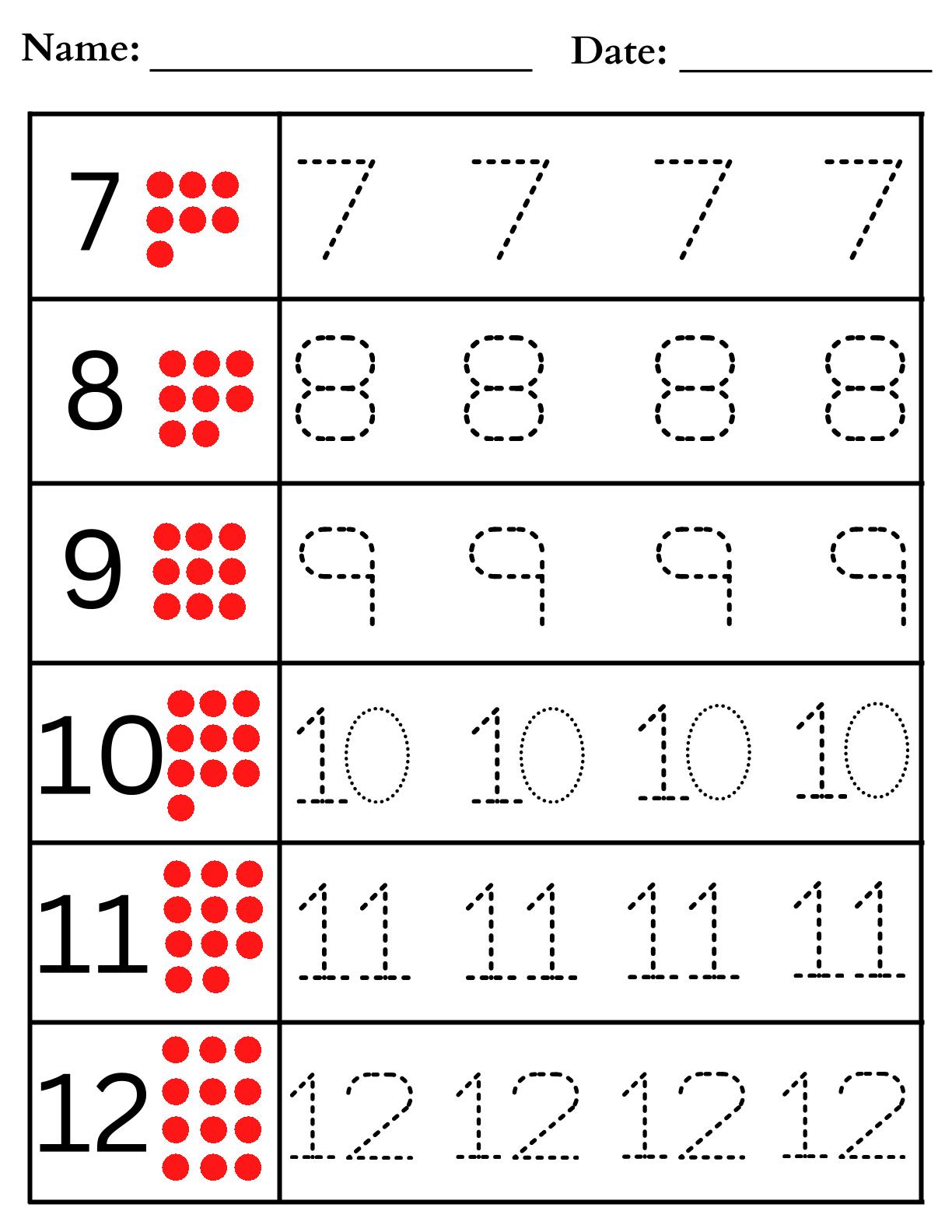 Tracing Numbers Activity