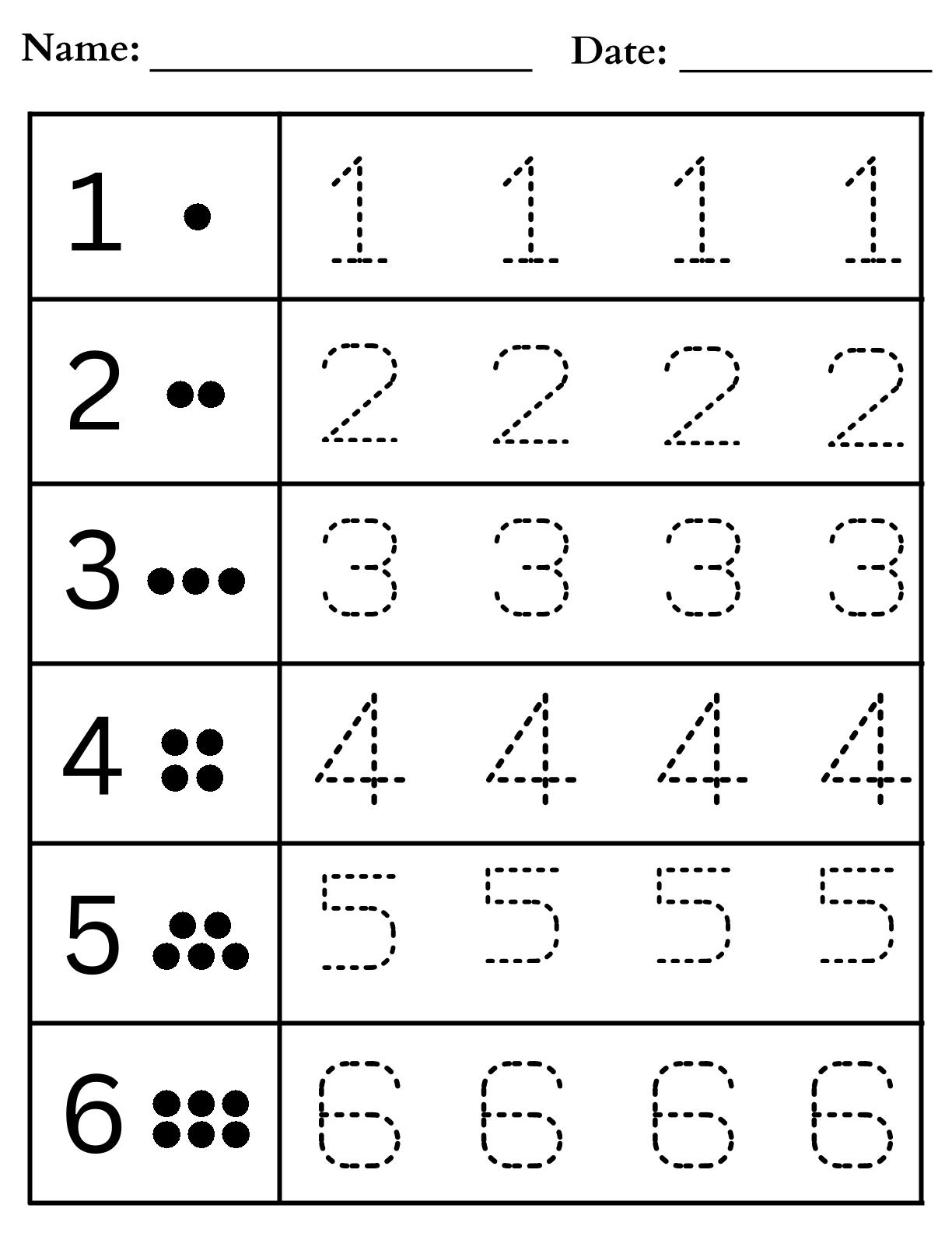 Tracing Numbers Activity