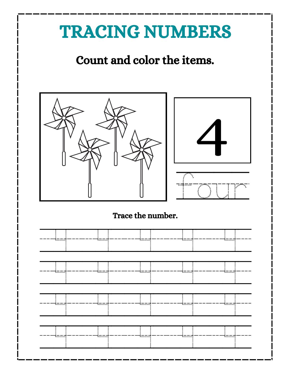 Tracing Numbers Activity